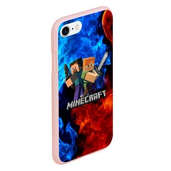 Чехол iPhone 7/8 матовый MINECRAFT, цвет: 3D-светло-розовый — фото 2