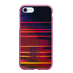 Чехол iPhone 7/8 матовый Glitch of gradient, цвет: 3D-малиновый
