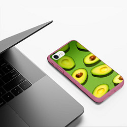 Чехол iPhone 7/8 матовый АВАКАДО ПАТТЕРН, цвет: 3D-малиновый — фото 2