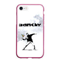 Чехол iPhone 7/8 матовый Banksy, цвет: 3D-малиновый