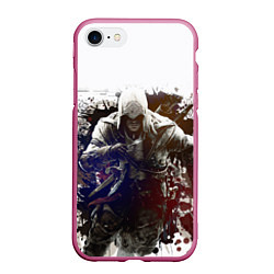 Чехол iPhone 7/8 матовый Assassins Creed, цвет: 3D-малиновый