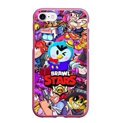 Чехол iPhone 7/8 матовый BRAWL STARS MRP, цвет: 3D-малиновый