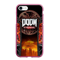 Чехол iPhone 7/8 матовый DOOM ETERNAL, цвет: 3D-малиновый