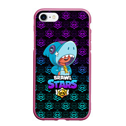 Чехол iPhone 7/8 матовый Brawl stars leon shark, цвет: 3D-малиновый