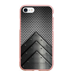 Чехол iPhone 7/8 матовый Броня металлическая, цвет: 3D-светло-розовый