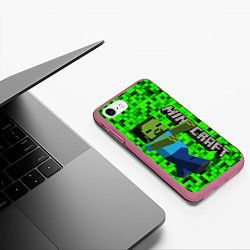 Чехол iPhone 7/8 матовый MINECRAFT, цвет: 3D-малиновый — фото 2