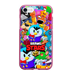 Чехол iPhone 7/8 матовый BRAWL STARS MRP, цвет: 3D-малиновый