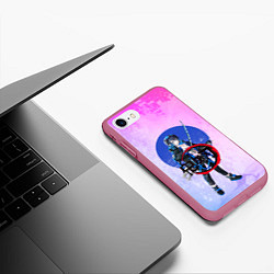 Чехол iPhone 7/8 матовый Клинок рассекающий демонов, цвет: 3D-малиновый — фото 2