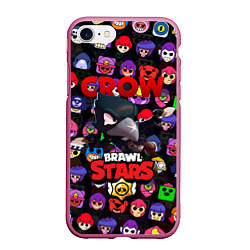 Чехол iPhone 7/8 матовый BRAWL STARS CROW, цвет: 3D-малиновый