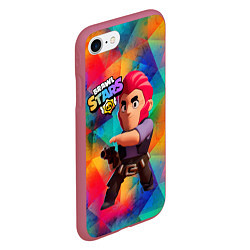 Чехол iPhone 7/8 матовый Brawl Stars Colt Кольт, цвет: 3D-малиновый — фото 2