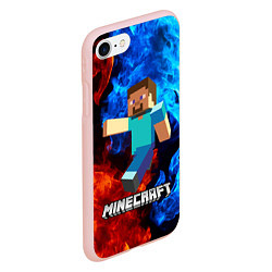 Чехол iPhone 7/8 матовый MINECRAFT, цвет: 3D-светло-розовый — фото 2