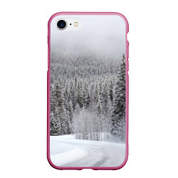 Чехол iPhone 7/8 матовый Зимняя природа, цвет: 3D-малиновый