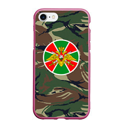 Чехол iPhone 7/8 матовый Пограничные Войска, цвет: 3D-малиновый