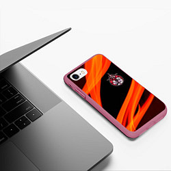 Чехол iPhone 7/8 матовый Стальной алхимик, цвет: 3D-малиновый — фото 2