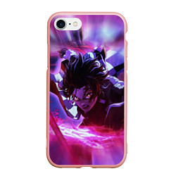 Чехол iPhone 7/8 матовый KIMETSU NO YAIBA, цвет: 3D-светло-розовый