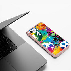 Чехол iPhone 7/8 матовый Football Paints, цвет: 3D-светло-розовый — фото 2