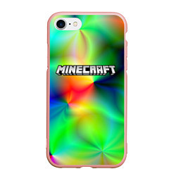 Чехол iPhone 7/8 матовый MINECRAFT, цвет: 3D-светло-розовый