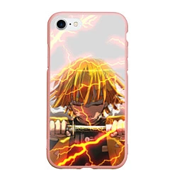 Чехол iPhone 7/8 матовый KIMETSU NO YAIBA, цвет: 3D-светло-розовый