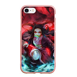 Чехол iPhone 7/8 матовый KIMETSU NO YAIBA, цвет: 3D-светло-розовый