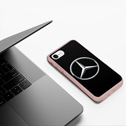 Чехол iPhone 7/8 матовый MERCEDES-BENZ CARBON, цвет: 3D-светло-розовый — фото 2
