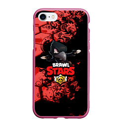 Чехол iPhone 7/8 матовый BRAWL STARS CROW, цвет: 3D-малиновый