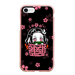 Чехол iPhone 7/8 матовый KIMETSU NO YAIBA, цвет: 3D-светло-розовый