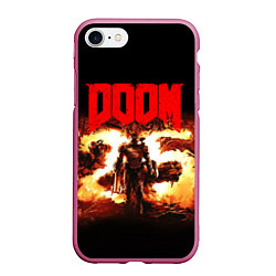 Чехол iPhone 7/8 матовый DOOM 25 years, цвет: 3D-малиновый