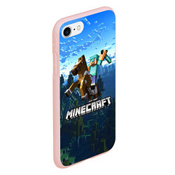 Чехол iPhone 7/8 матовый Minecraft Майнкрафт, цвет: 3D-светло-розовый — фото 2