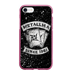 Чехол iPhone 7/8 матовый Metallica, цвет: 3D-малиновый