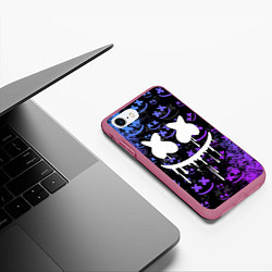 Чехол iPhone 7/8 матовый Marshmello, цвет: 3D-малиновый — фото 2