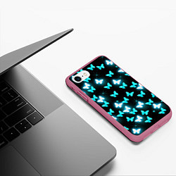 Чехол iPhone 7/8 матовый Бабочки, цвет: 3D-малиновый — фото 2