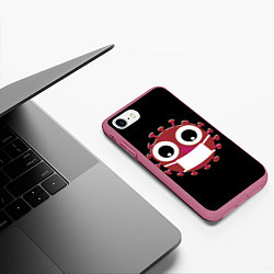 Чехол iPhone 7/8 матовый Вирус в маске, цвет: 3D-малиновый — фото 2