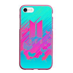 Чехол iPhone 7/8 матовый BTS, цвет: 3D-малиновый