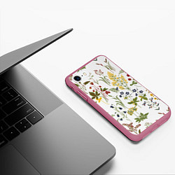 Чехол iPhone 7/8 матовый Flowers, цвет: 3D-малиновый — фото 2