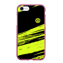 Чехол iPhone 7/8 матовый FC Borussia, цвет: 3D-малиновый