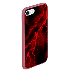 Чехол iPhone 7/8 матовый МОЛНИЯ RED NEON, цвет: 3D-малиновый — фото 2