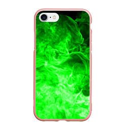 Чехол iPhone 7/8 матовый ОГОНЬ GREEN NEON, цвет: 3D-светло-розовый