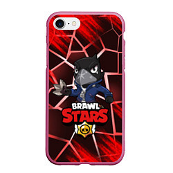 Чехол iPhone 7/8 матовый BRAWL STARS CROW, цвет: 3D-малиновый