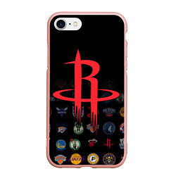 Чехол iPhone 7/8 матовый Houston Rockets 2, цвет: 3D-светло-розовый