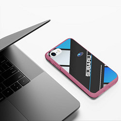 Чехол iPhone 7/8 матовый SUBARU, цвет: 3D-малиновый — фото 2