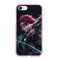 Чехол iPhone 7/8 матовый KIMETSU NO YAIBA, цвет: 3D-светло-розовый