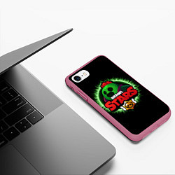 Чехол iPhone 7/8 матовый Brawl Stars Spike, цвет: 3D-малиновый — фото 2