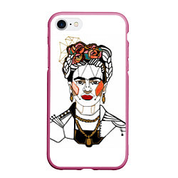 Чехол iPhone 7/8 матовый Фрида Кало, цвет: 3D-малиновый