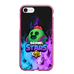 Чехол iPhone 7/8 матовый Brawl Stars SPIKE, цвет: 3D-малиновый