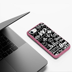 Чехол iPhone 7/8 матовый ЛОГОТИПЫ РОК ГРУПП, цвет: 3D-малиновый — фото 2