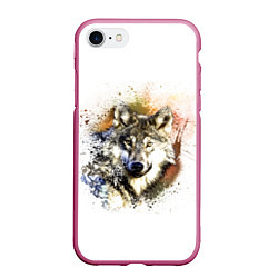 Чехол iPhone 7/8 матовый Wolf, цвет: 3D-малиновый
