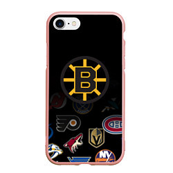Чехол iPhone 7/8 матовый NHL Boston Bruins Z, цвет: 3D-светло-розовый