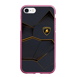 Чехол iPhone 7/8 матовый LAMBORGHINI, цвет: 3D-малиновый