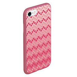 Чехол iPhone 7/8 матовый Узор милые сердца зигзагами, цвет: 3D-малиновый — фото 2