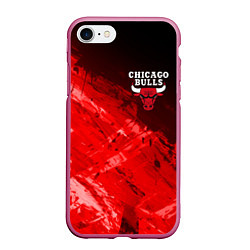 Чехол iPhone 7/8 матовый CHICAGO BULLS, цвет: 3D-малиновый